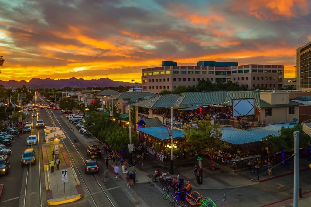 Gentle Ben's patio in the evening.