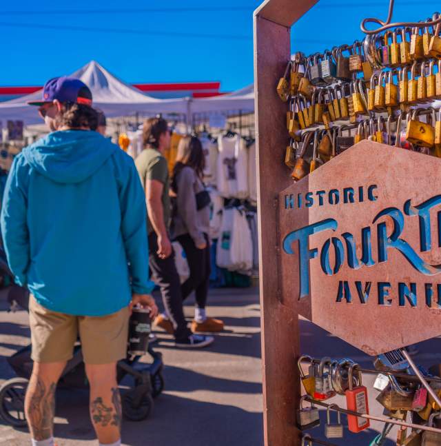 Historic Fourth Avenue Locks of Love display.